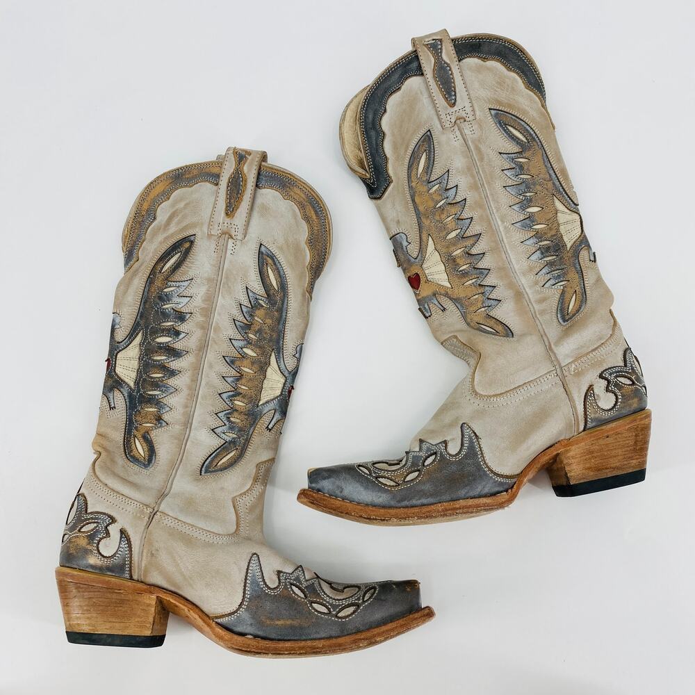 Freebird 7 Willie light gray RARE western cowboy boots